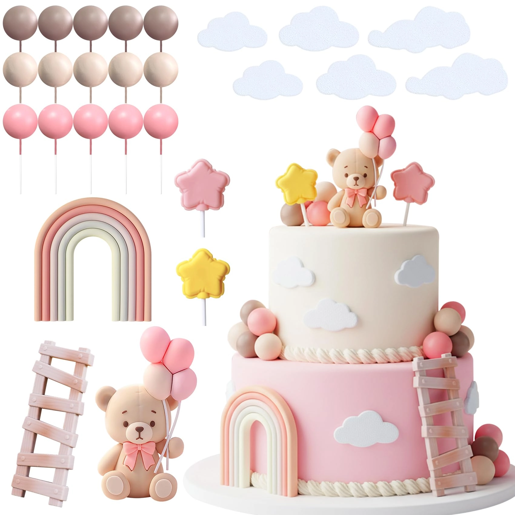 knana Bear Cake Topper - 26Pcs Birthday
