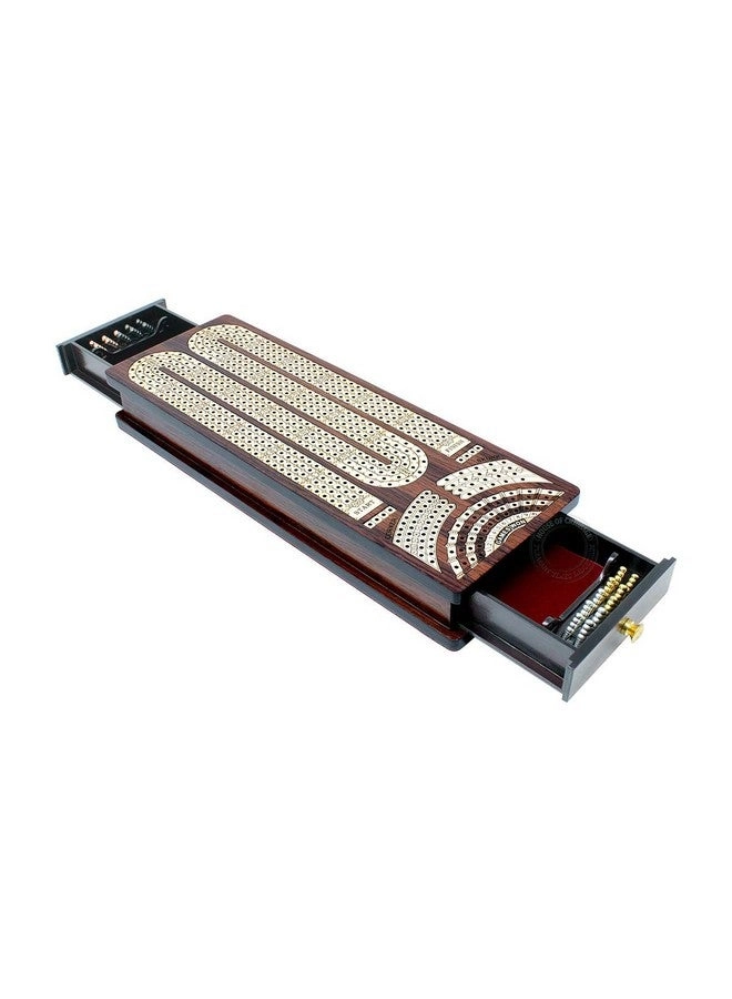 Continuous Cribbage Board - 4 Track Inlaid in Wenge Wood/Maple