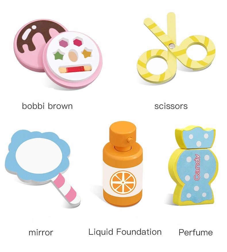 Kids Wooden Makeup Set With Table - 15+ pcs (43317731-FP_2105_16)