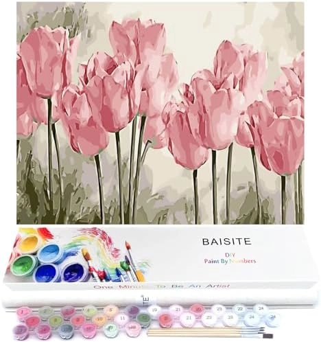 BAISITE Paint by Numbers Kit - 8 wooden brushes