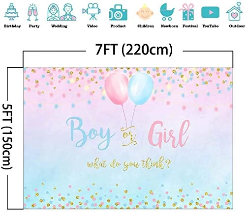 Gender Reveal Decoration - 7x5ft Vinyl Blue or Pink Dots
