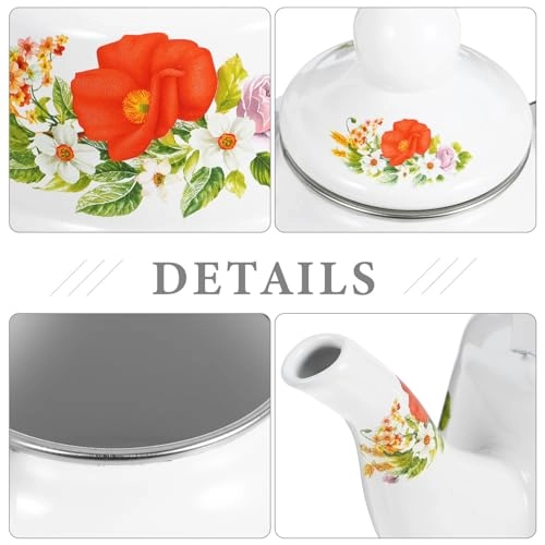 Vintage Enamel Tea Kettle - Stainless Steel 1000 milliliter