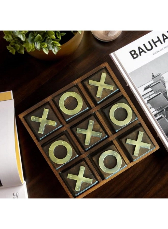 Tic-Tac-Toe - Wood Hand Crafted Brass Signs