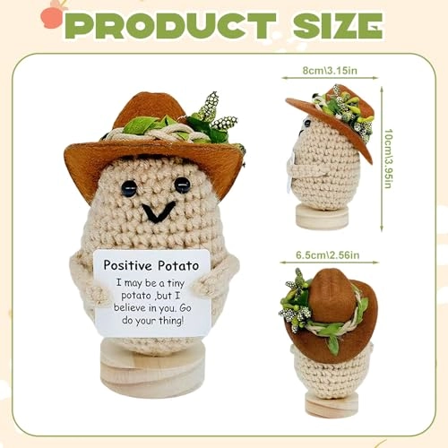 Potato Crochet Doll - 8cm Handmade Cowboy Hat Ages 8+