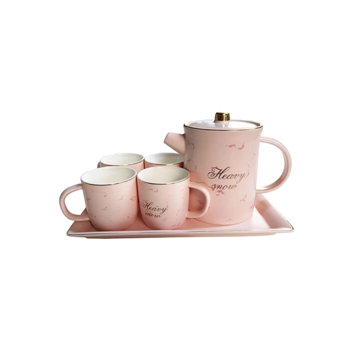 XIANGYU PLAY Ceramic Drinking Ware Cup Pot - Pink gold glaze trim