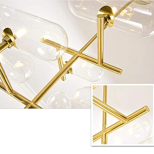 G9 Nordic Handmade Glass Capsule Chandelier - 7 head Gold clear glass