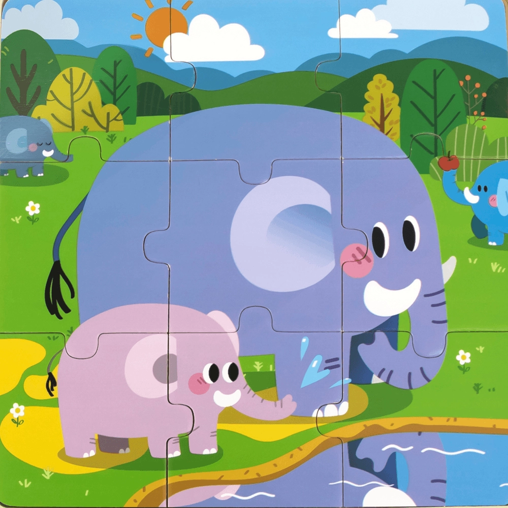 Elephant Wooden Puzzle (29464294-44626) - 9 pcs