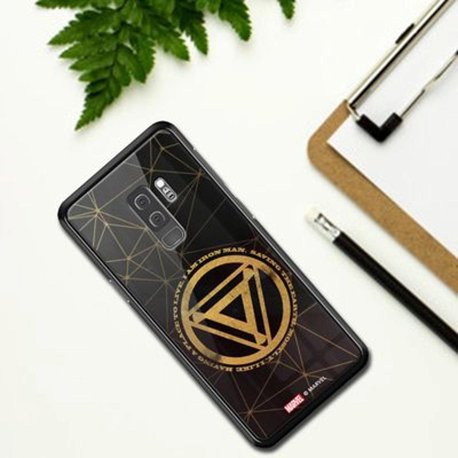 Ironman Icon Gold Collection Samsung S9+ Cover Back Case for Galaxy S9 Plus - TPU Bumper Case + Tempered Glass Back