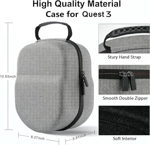 Silicone Hard Carrying Case - Compatible with Meta/Oculus Quest3/3s/2 Lightweight Portable Protection
