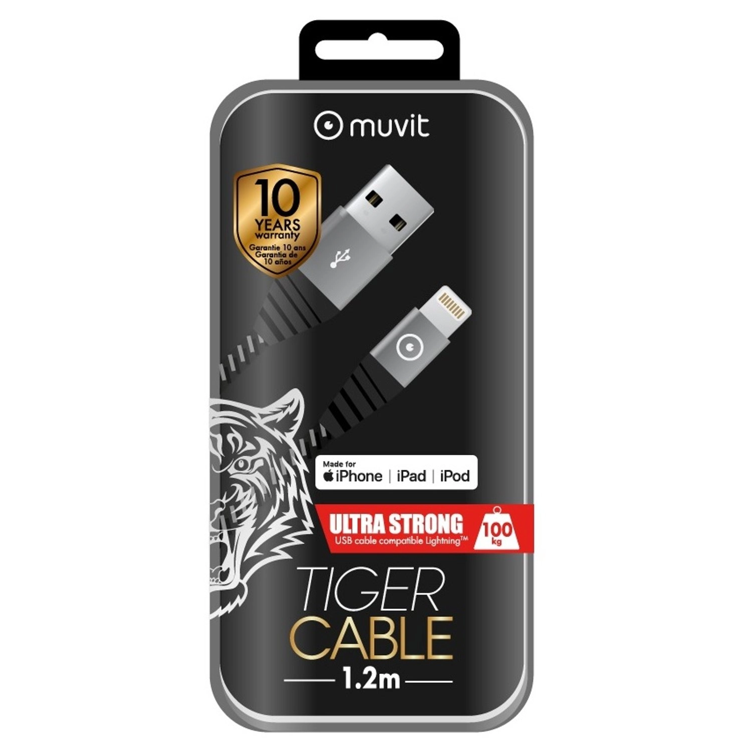Tiger Cable Lightning USB Cable 1.2m