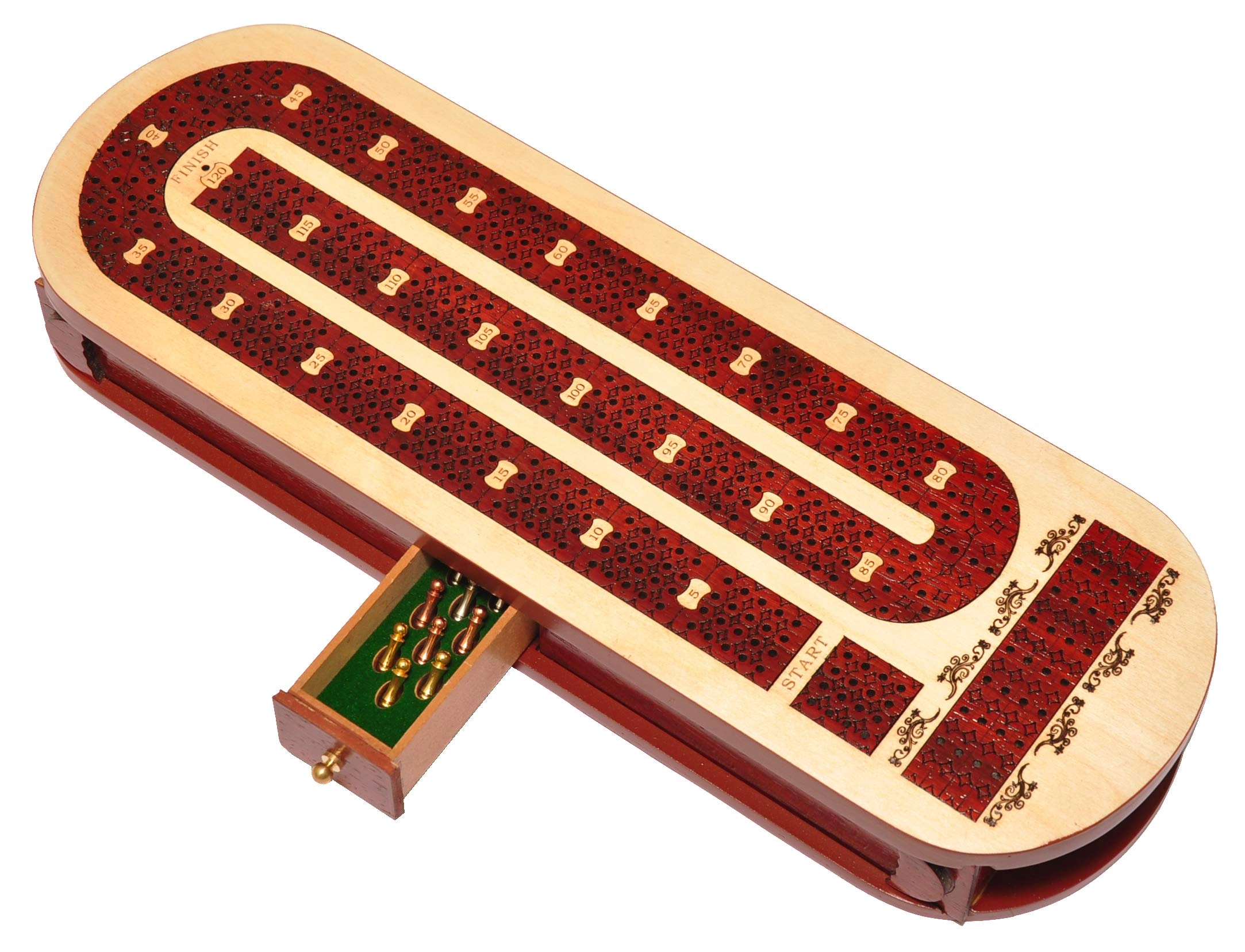 PALM ROYAL HANDICRAFTS 4 Track Cribbage Board - Alphabet E Shape Track Wood