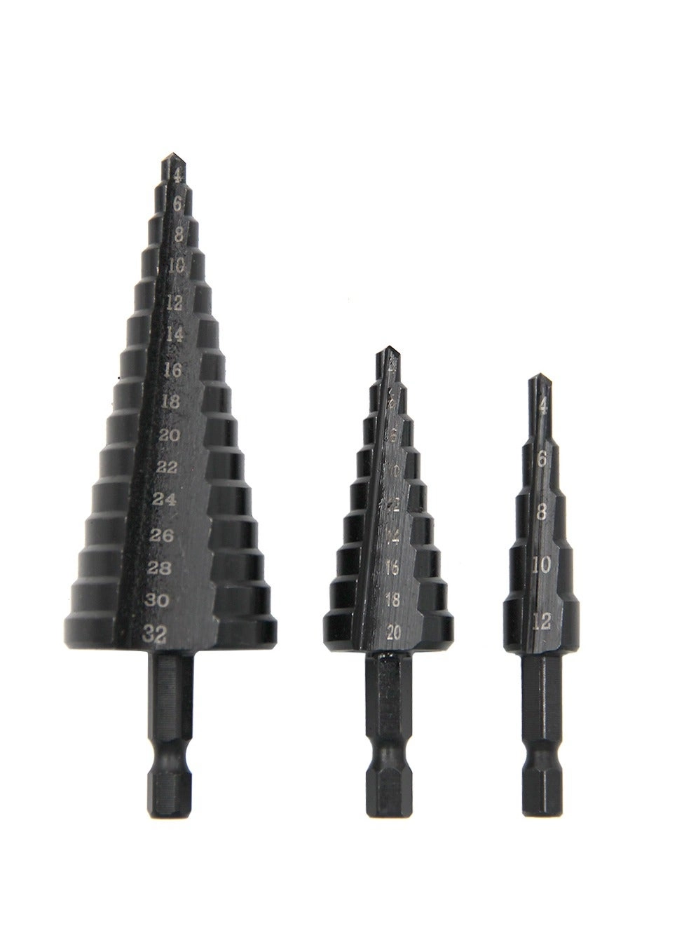 AROAQ Step Drill Bit Set - 3 Pieces 3-12/4-12/4-20/4-32mm
