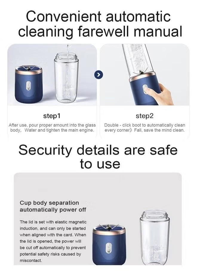 Personal Blender - USB Rechargeable 6-Blade Stainless Steel