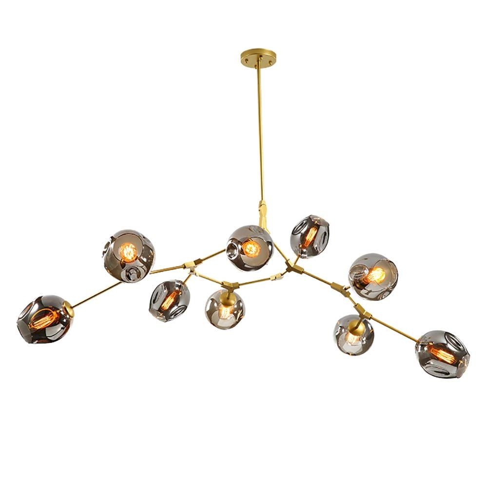 Minimalist Glass Bubble Ball Chandelier - E27 8 heads Gradient smoke gray lampshade