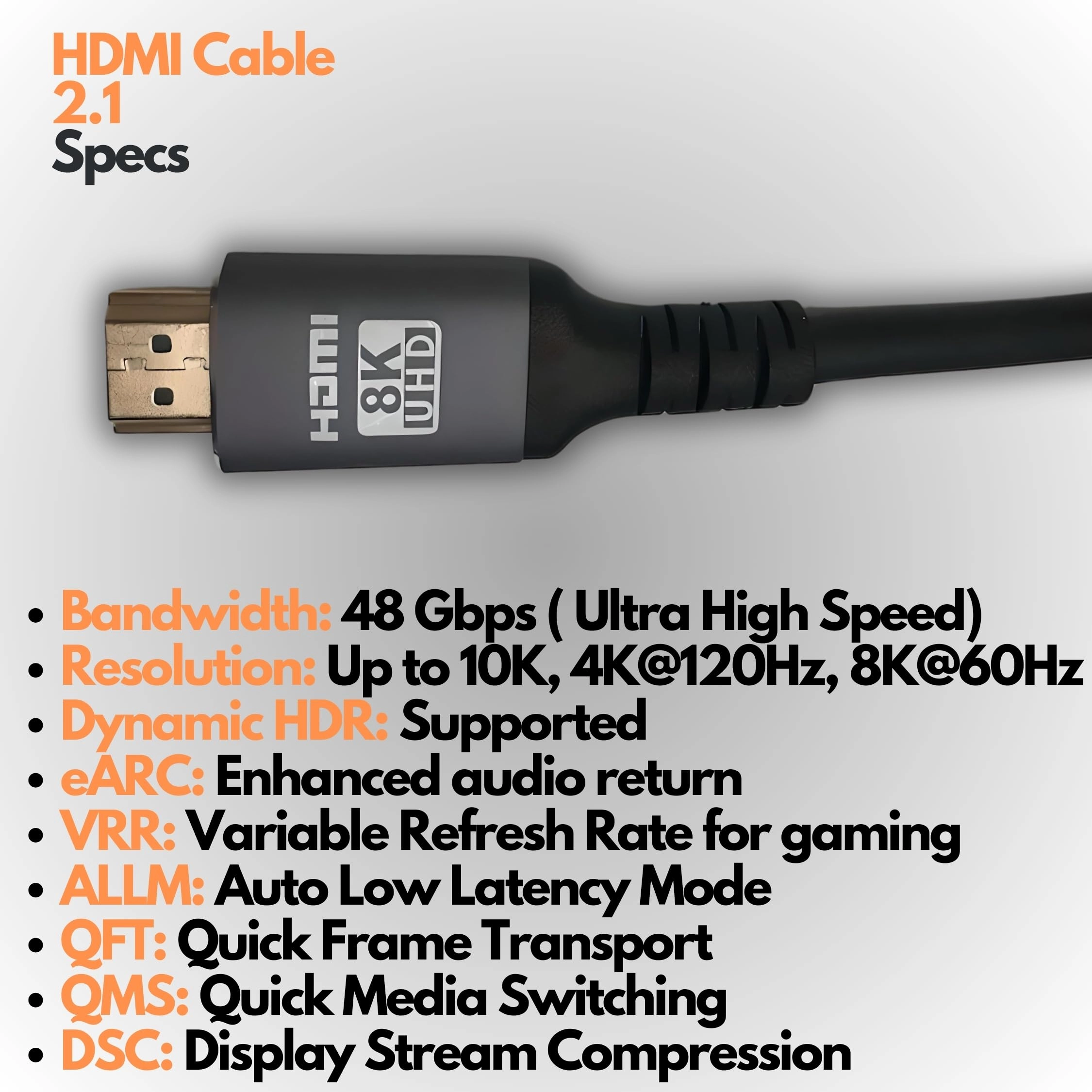 8K HDMI Cable - 0.5m with Ethernet