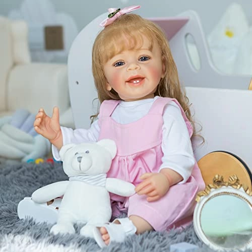 Reborn Baby Doll - 22 inch Silicone Vinyl Blonde Hair Ages 3+