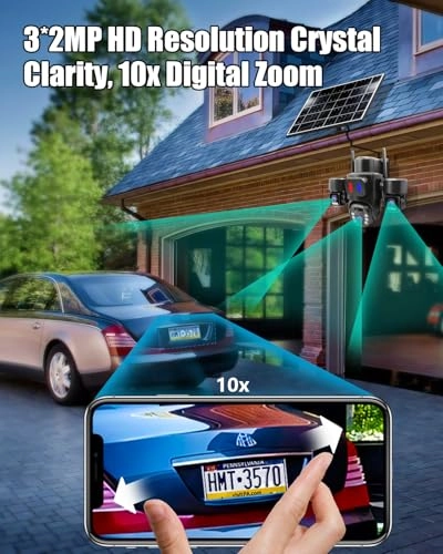 Solar 3-Lens Security Camera 2K