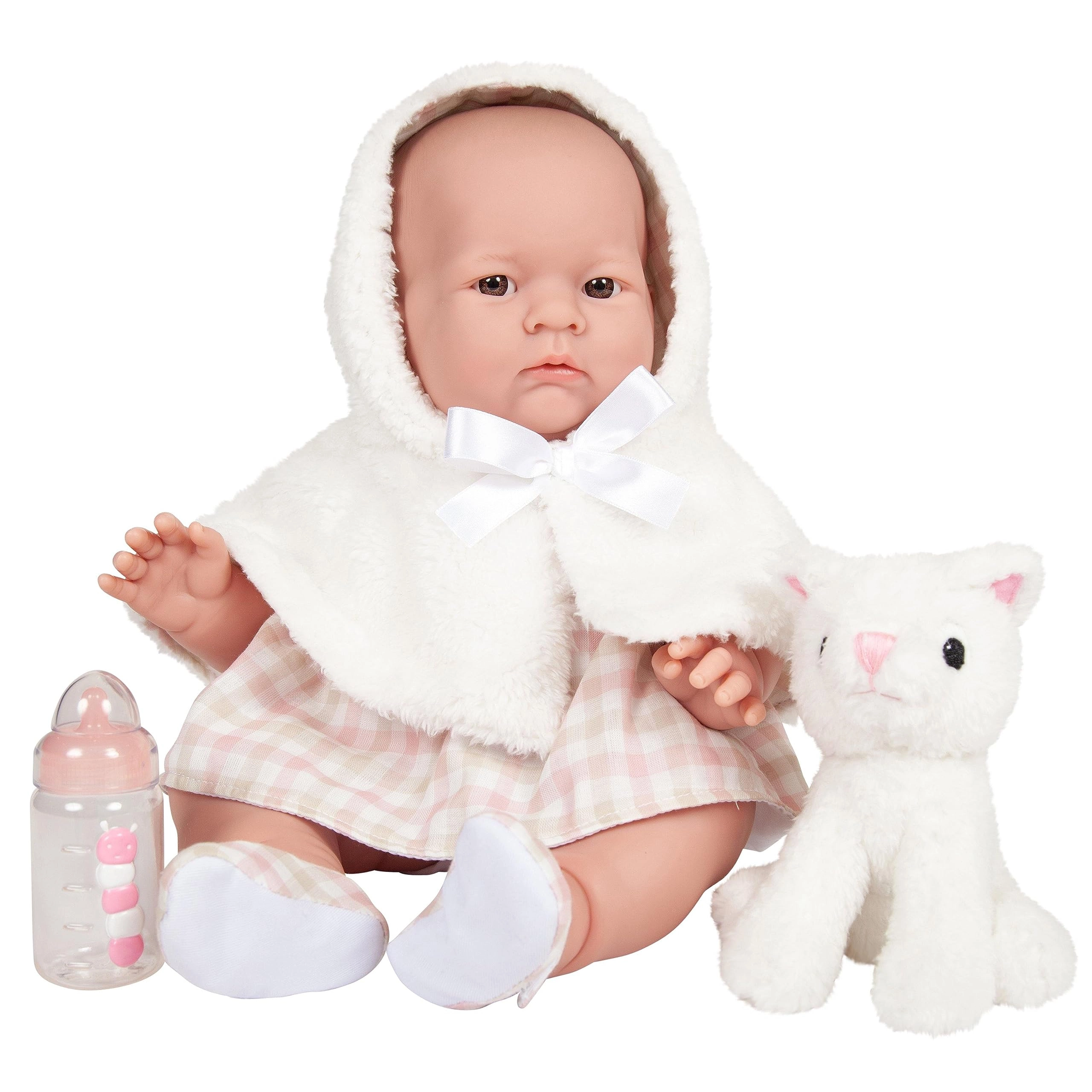 JC Toys Lily Baby Doll - 18" Vinyl White Coat Set Ages 24 months+