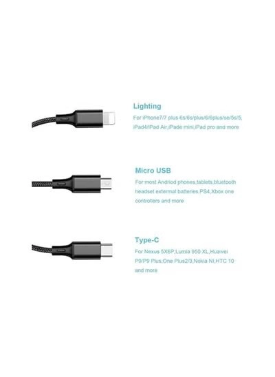 3-in-1 Multi USB Cable Lightning to Type-C