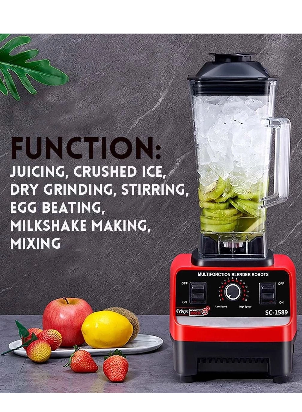 Heavy Duty Blender Mixer - BPA Free High Speed Ice Crusher