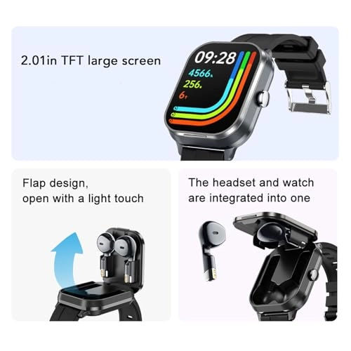 Smart Watch with Earbuds - 2.01 inch ABS Steel