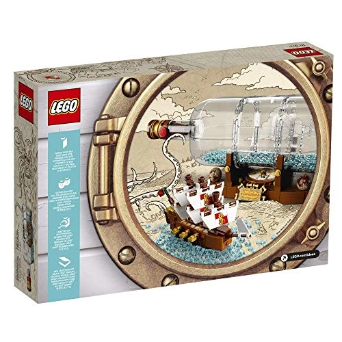 Ideas Ship in Bottle (21313) - Brick-built Bottle and Stand