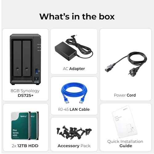 DS725+ 2-Bay 24TB - 512GB External SSD
