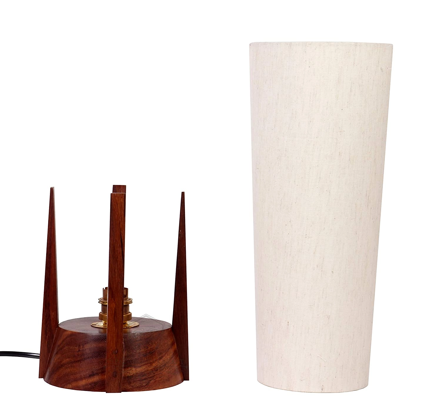 India Craft Wooden Table Lamp - Wood 14'' inch Without Bulb