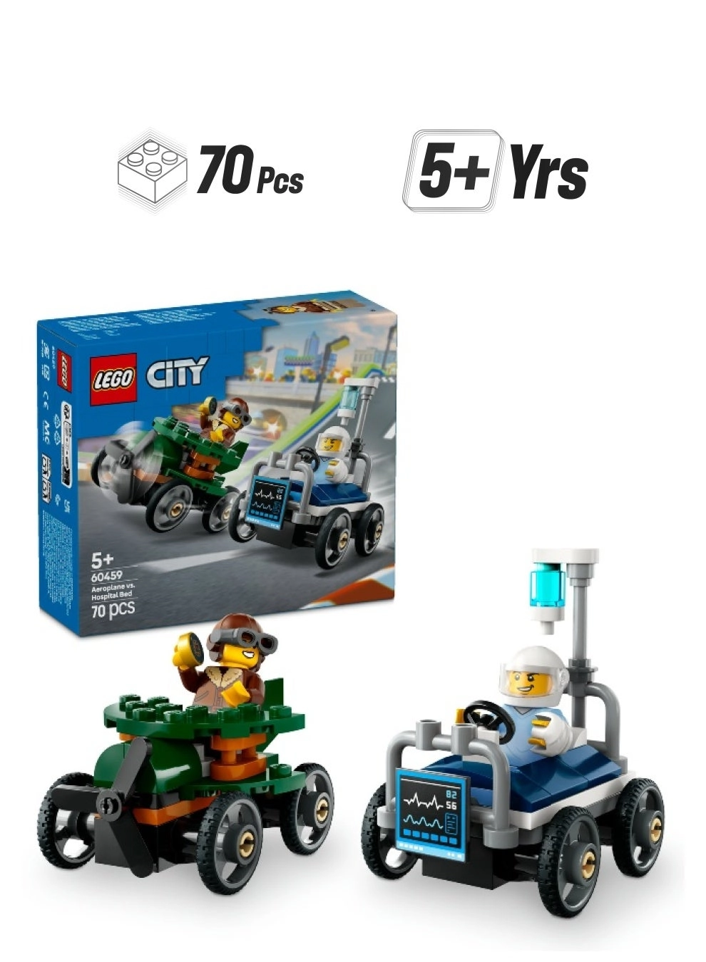 LEGO City Aeroplane + City Hospital Bed Race Car (60459)