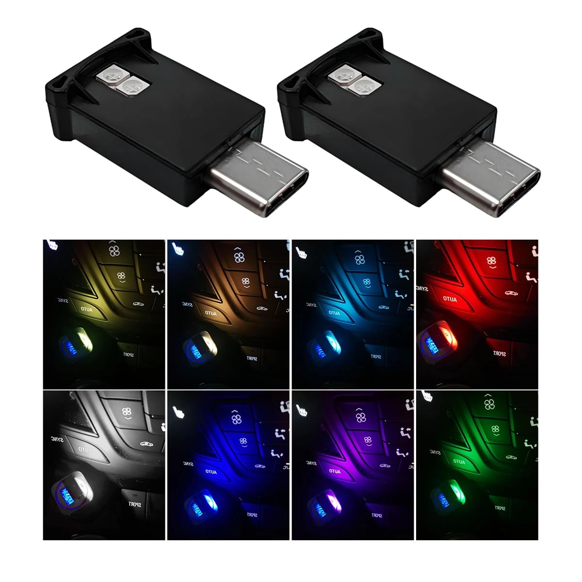muqida USB Type C LED Ambient Light - 5V Plug-in USB 8 Colors RGB