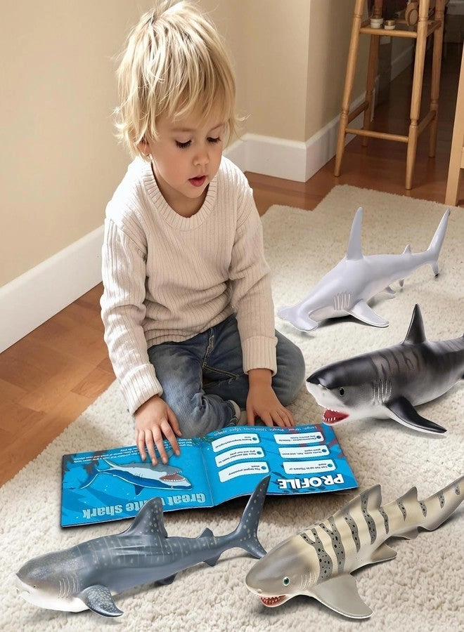 Shark Toy - 6 Pack 15-16 Inch + Educational Booklet
