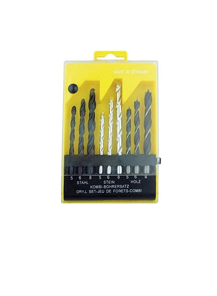 Royalstar Combination Drill Bit Set - Wood/metal/concrete 9 Pcs 5,6,8mm