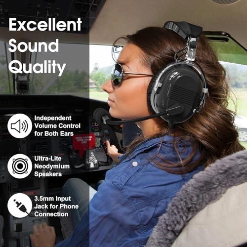 Passive Noise Cancelling Pilot Headphones Wired Headphone