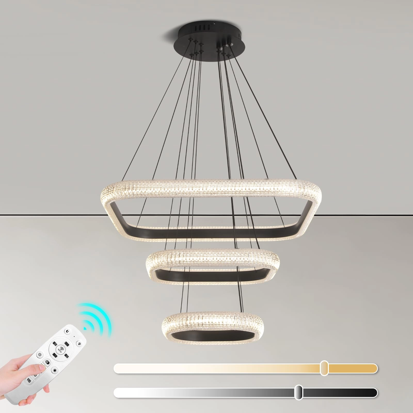 YATAI LIGHTING Square LED Chandelier - 3000K-6000K Dimmable