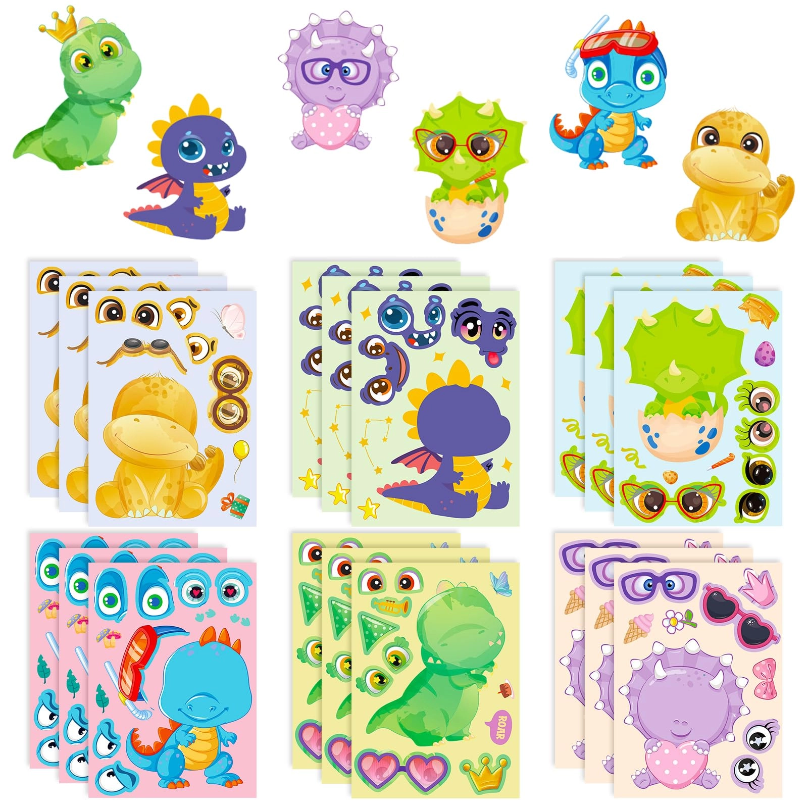 segxn Dinosaur Sticker Book 18 pcs