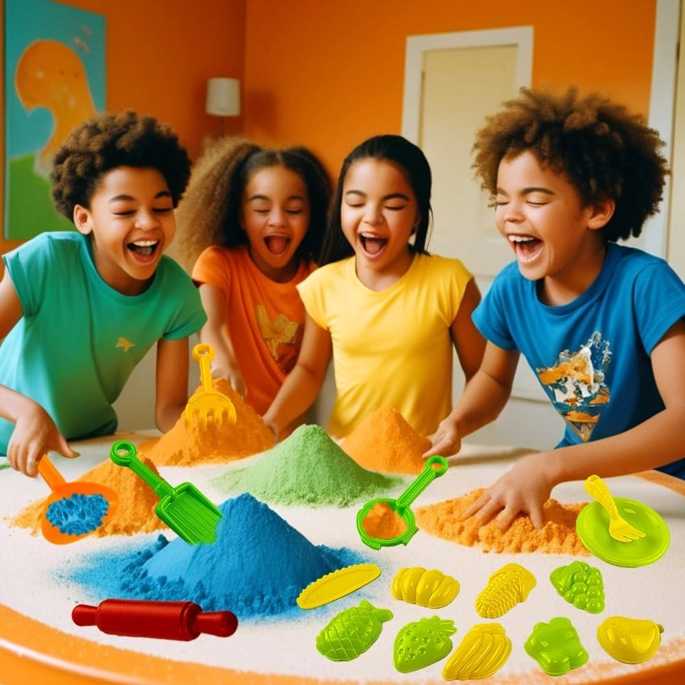 Moldable Sensory Play Sand Set - 750g Pack of 4 Colors