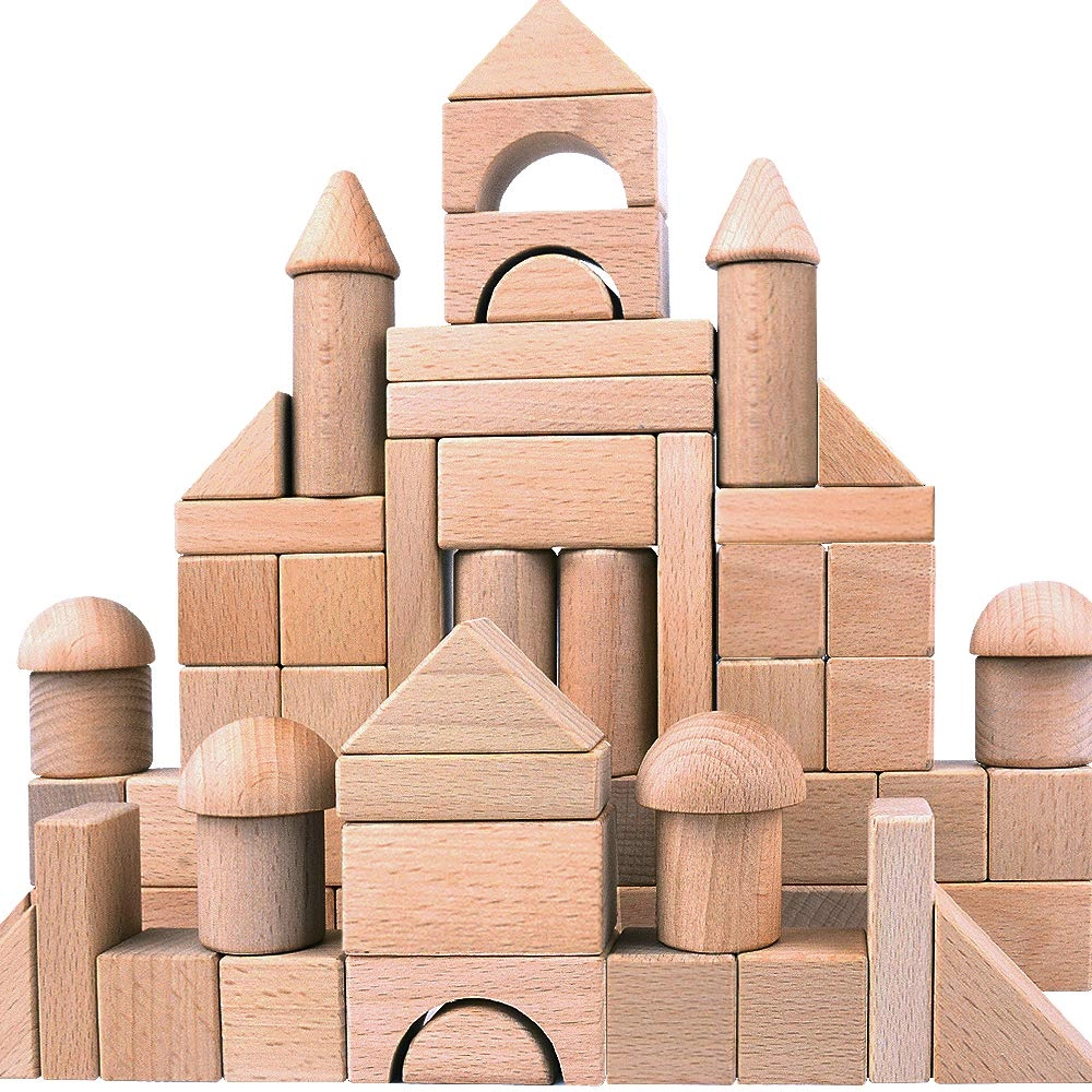 Migargle Wooden Building Blocks - 80 pcs Stacker Stacking Game
