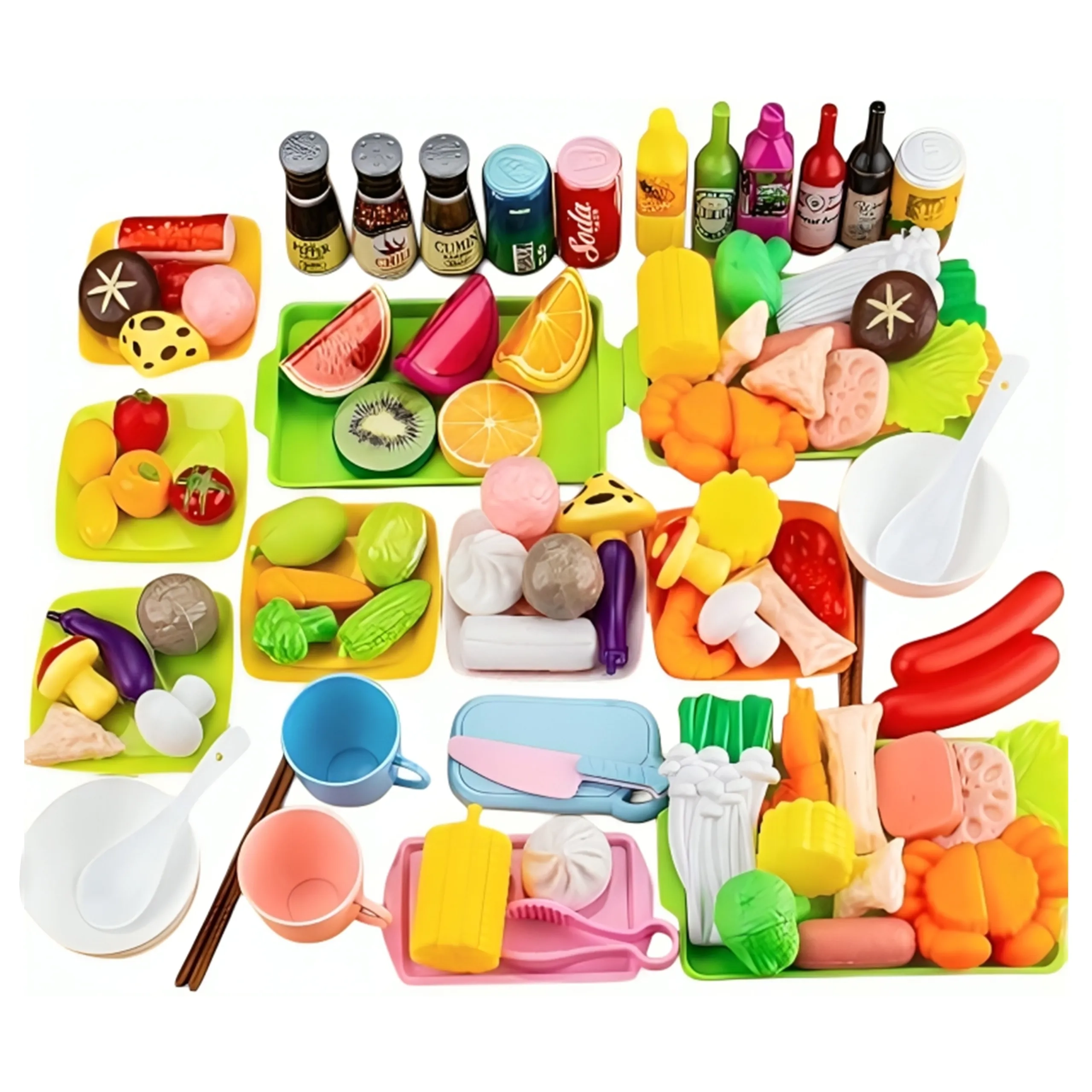 UKR Plastic Fruit & Vegetables Pretend Play Set - 100 Pcs (31594931-KT008)