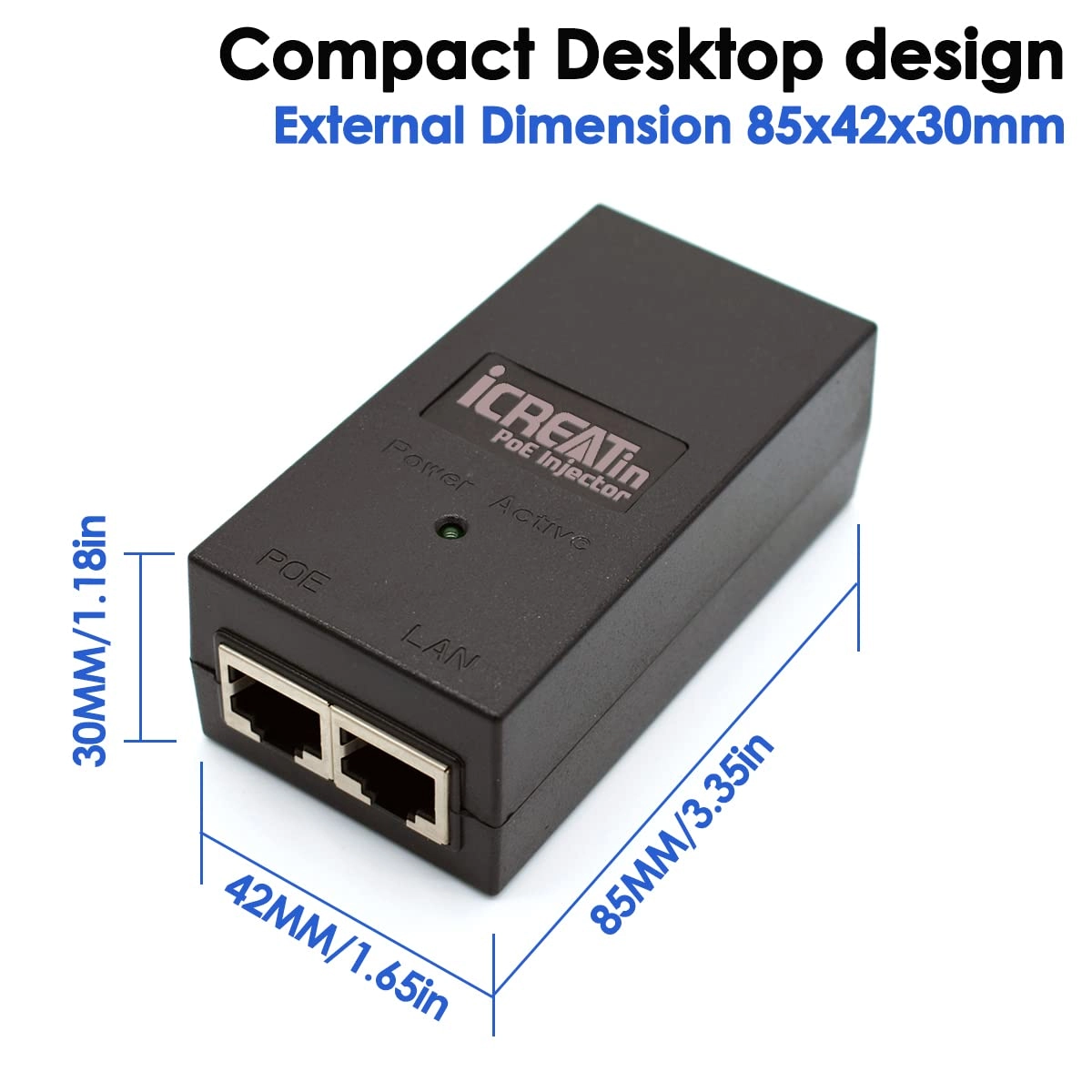 POE Injector Adapter - 48V 30W IEEE802.3af/at 10/100Mbps