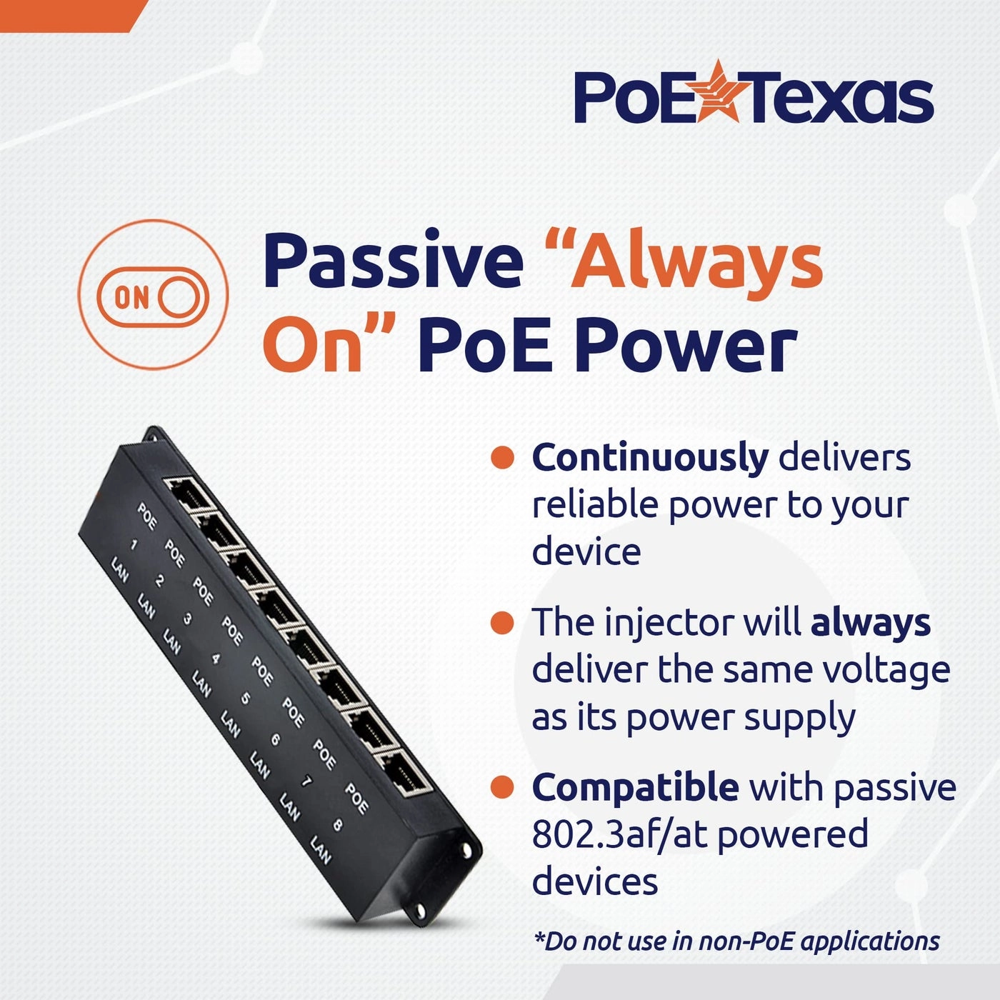 POE-8-48v60w - 48V 60W 8-Port 802.3af 802.3at 10/100 Mbps