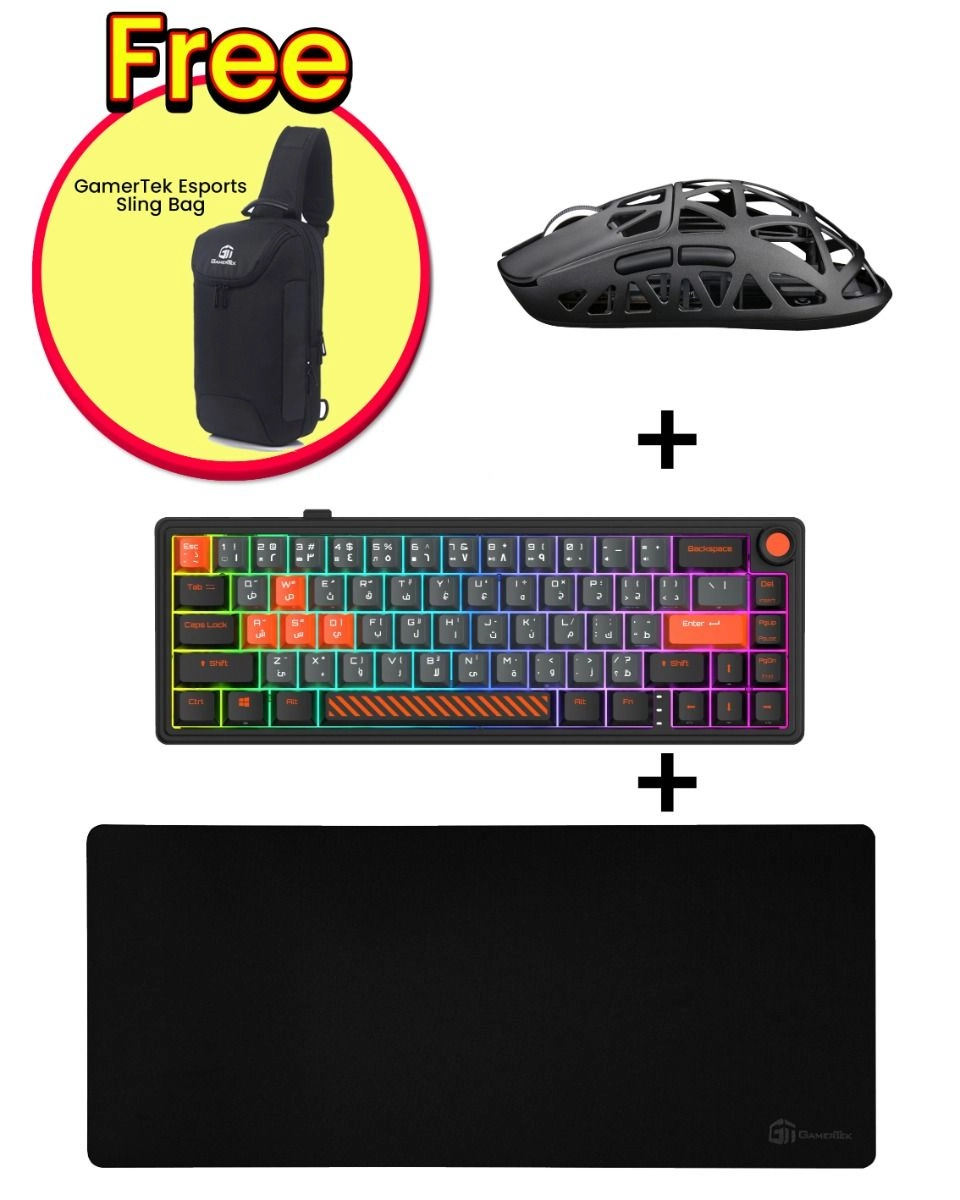 GamerTek Desk Mat Velocity + Obsidian + Fusion + Esports Sling Bag