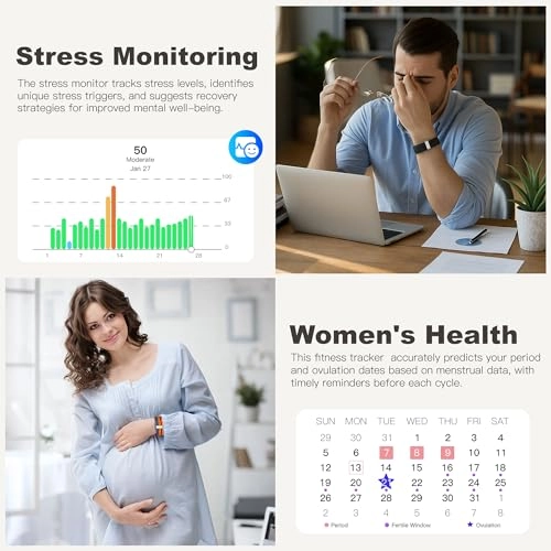 Sleep & Fitness Tracker Wristband - 24/7 Heart Rate Blood Oxygen Stress Monitor