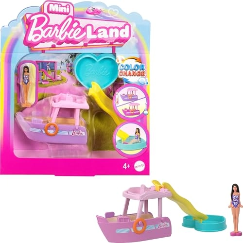 Mini BarbieLand Doll and Toy Vehicle Set - 1.5" Colour Changing Ages 4+