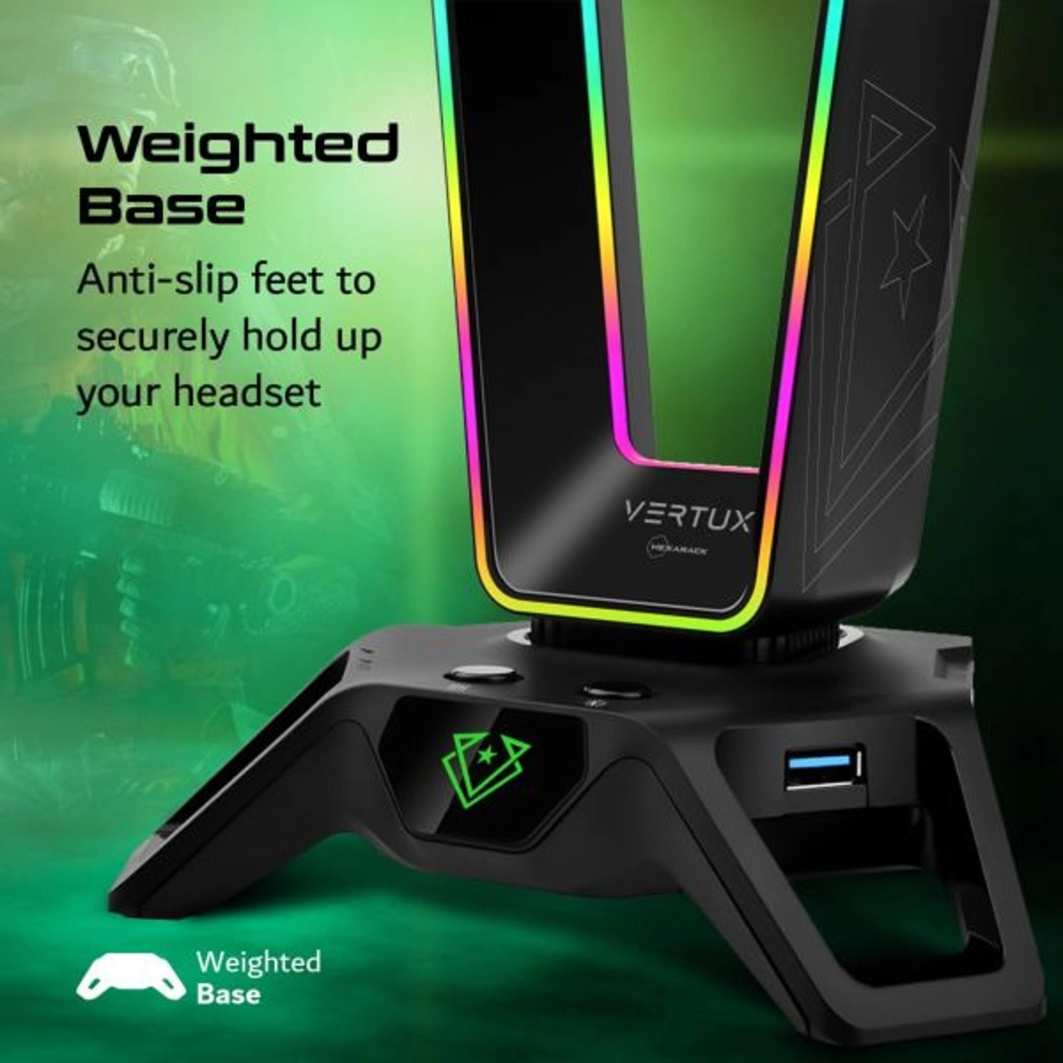 HexaRack - Headphone Stand 7.1 Surround Sound 3 USB Ports