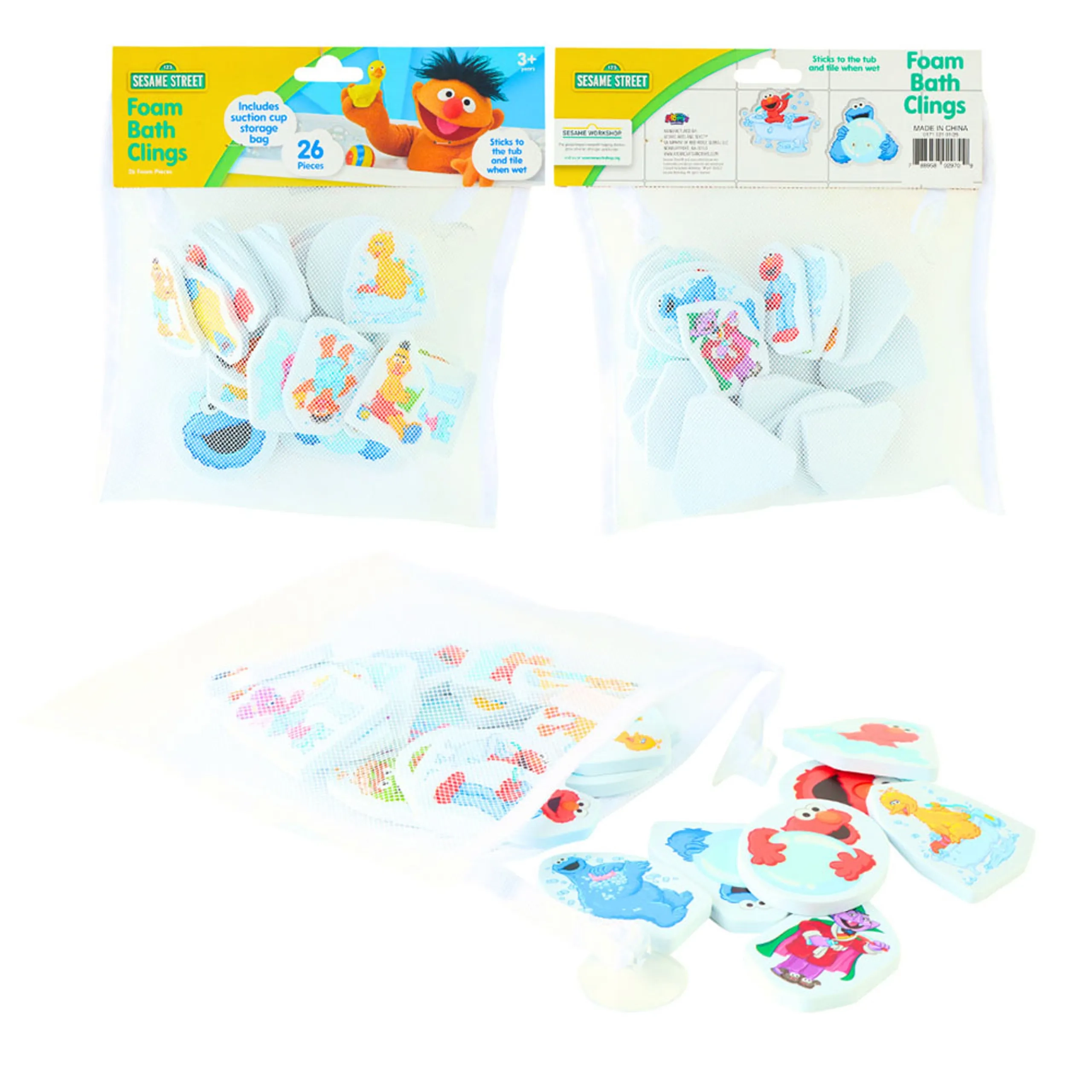Foam Bath Clings - 26 Pcs Mesh Storage Bag with Suction Cups