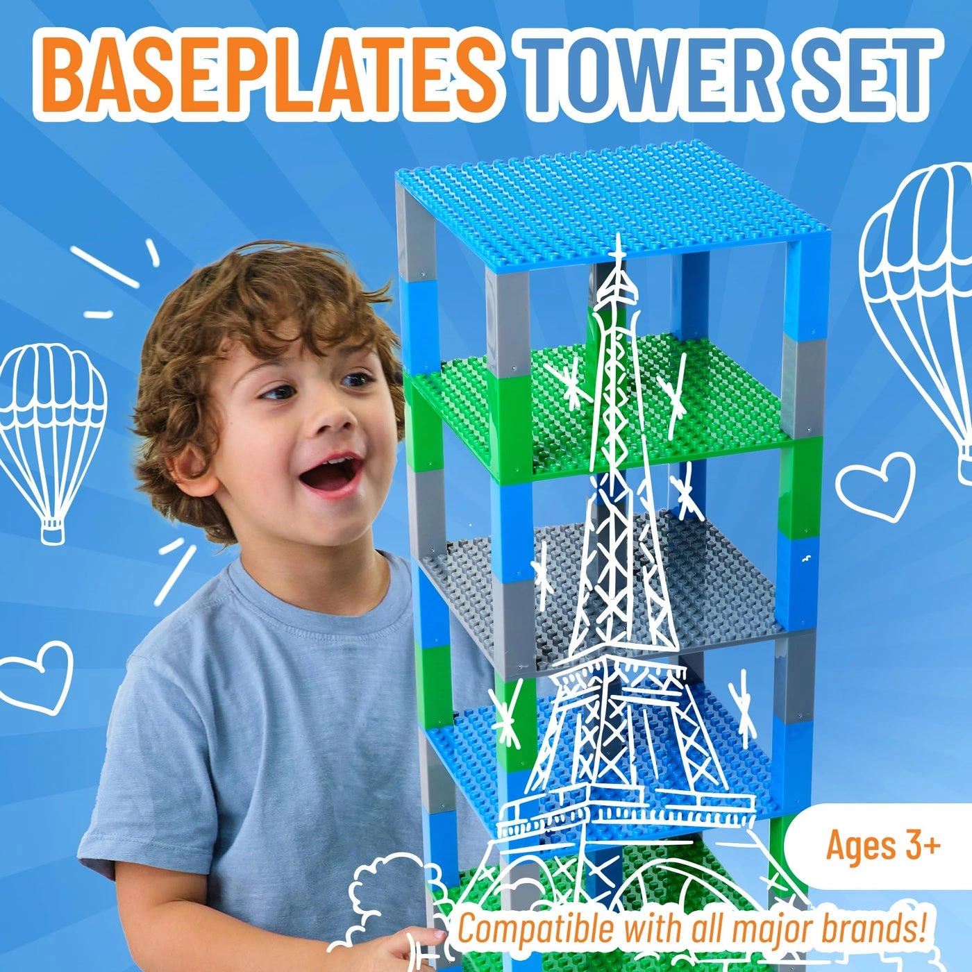 Classic Stackable Baseplates - 6" x 6" 6 Baseplates & 50 Stackers