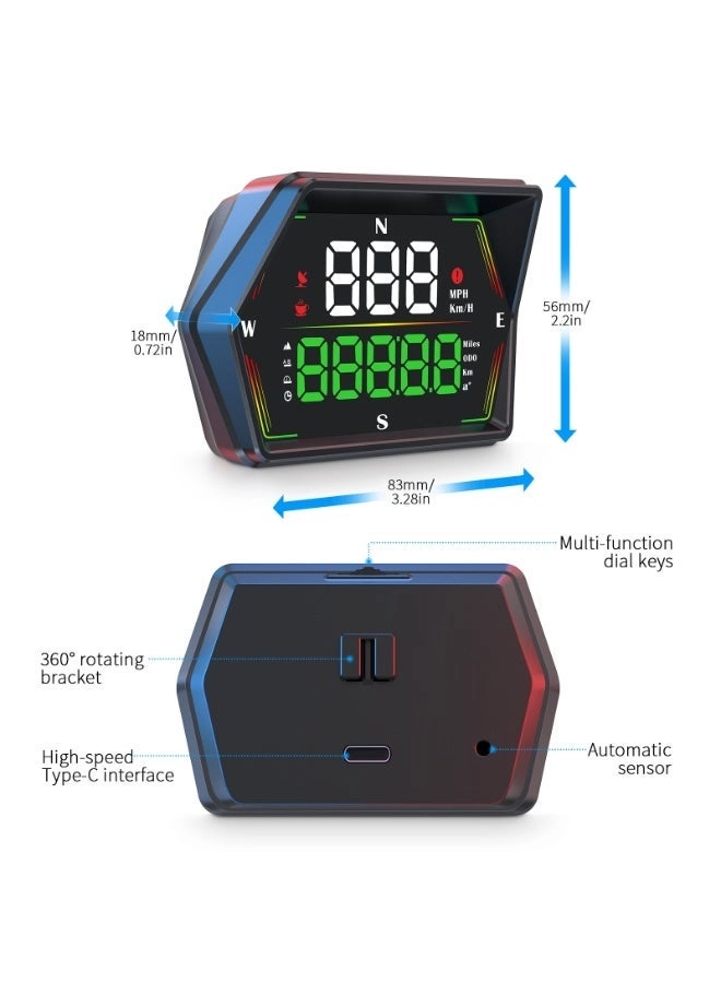 Digital Heads Up Display - GPS 6 modes USB Plug and Play