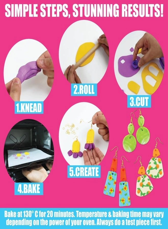 Polymer Oven Bake Clay Jewellery Making Set - 8 Colors Non Air Dry