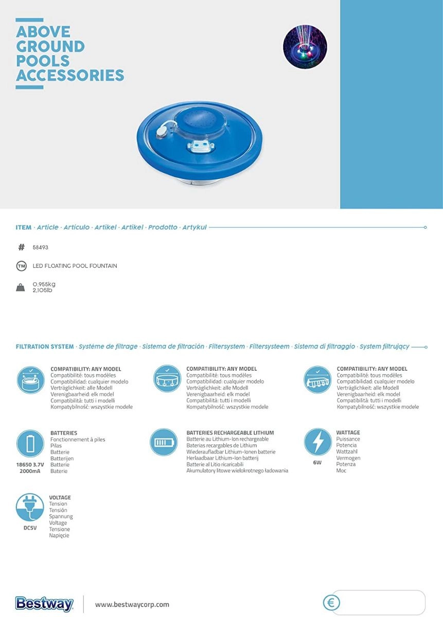 Floating Fountain LED - Blue Max. height 1m