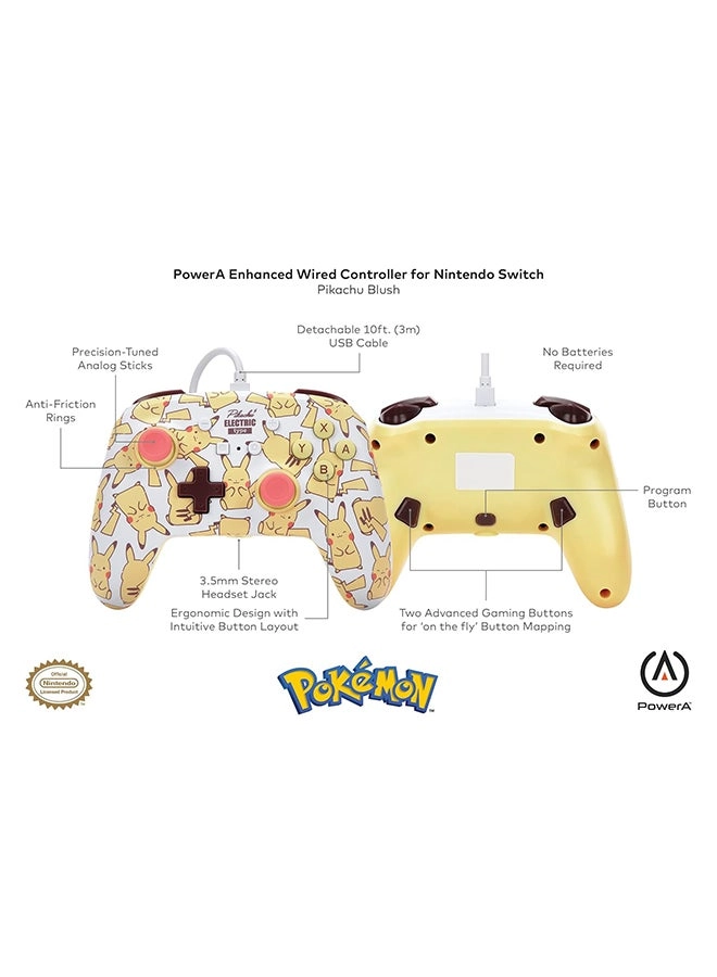 Nintendo Switch Enhanced Wired Controller Pikachu Moods